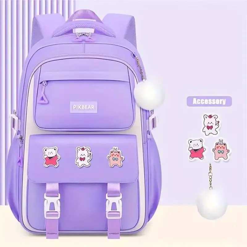 Kids Backpack Children School Bags Waterproof Primary Schoolbag Book Bag (Purple)