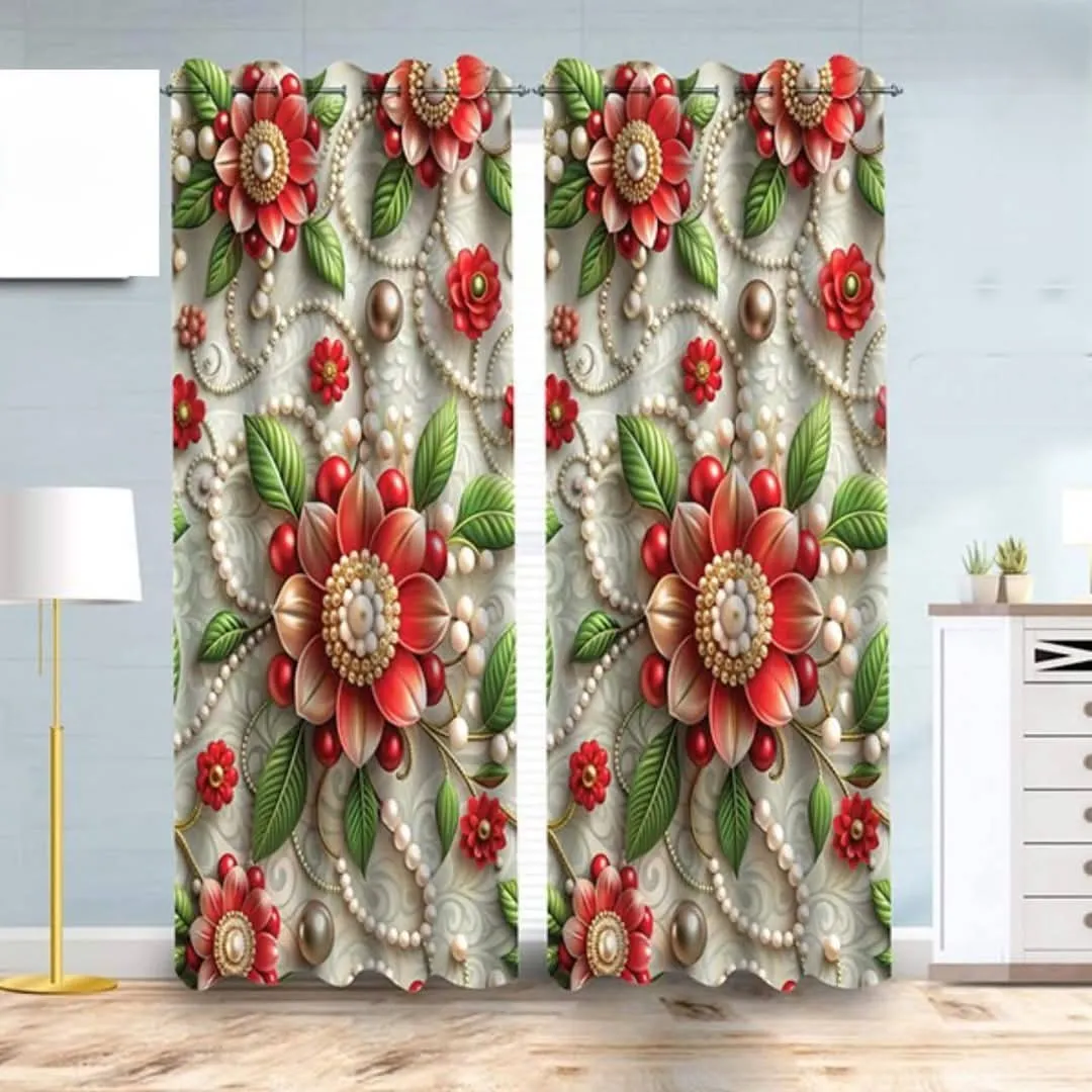 2 Piece 3D Print Premium curtain