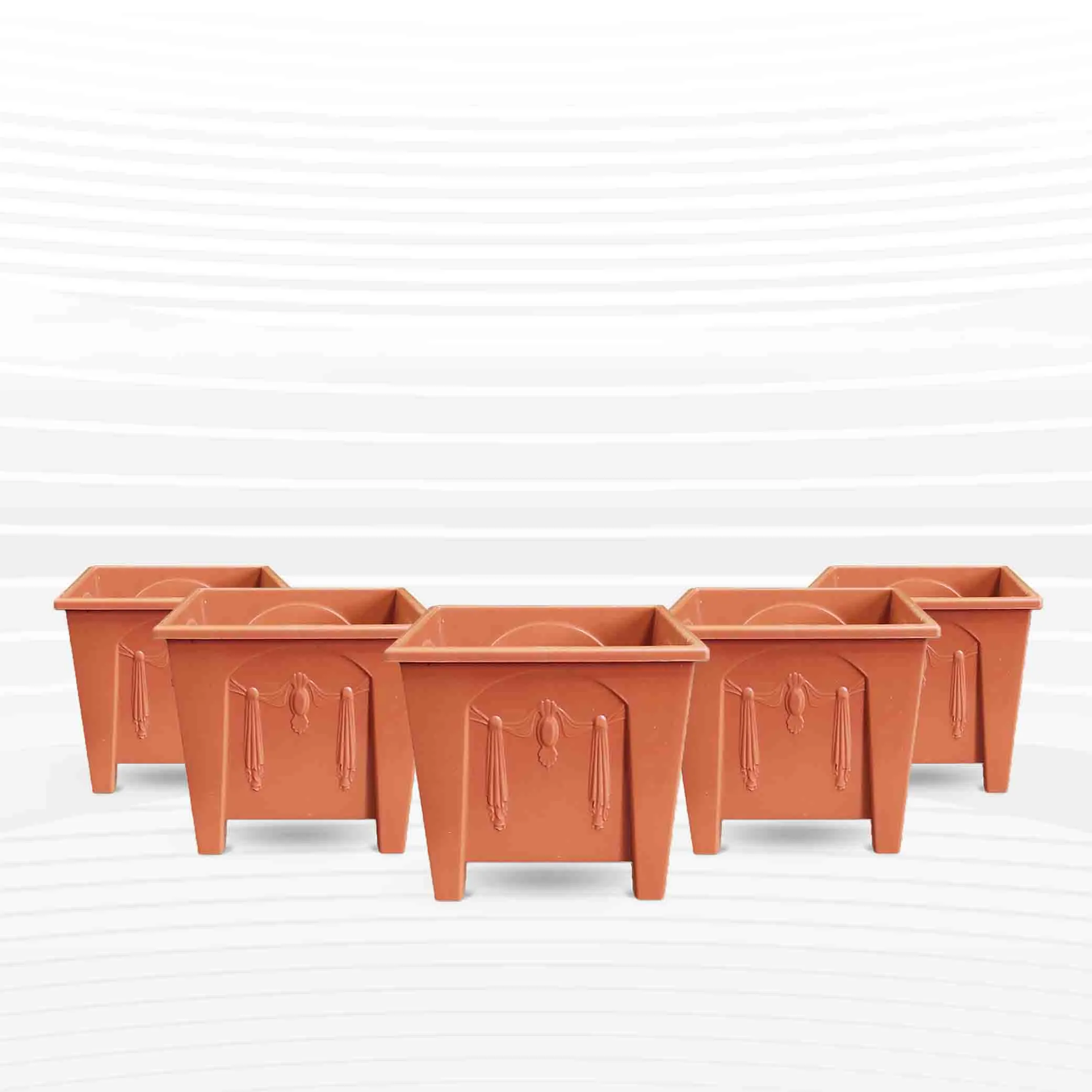4 Inch Deluxe Square Flower Tub - 5Pcs