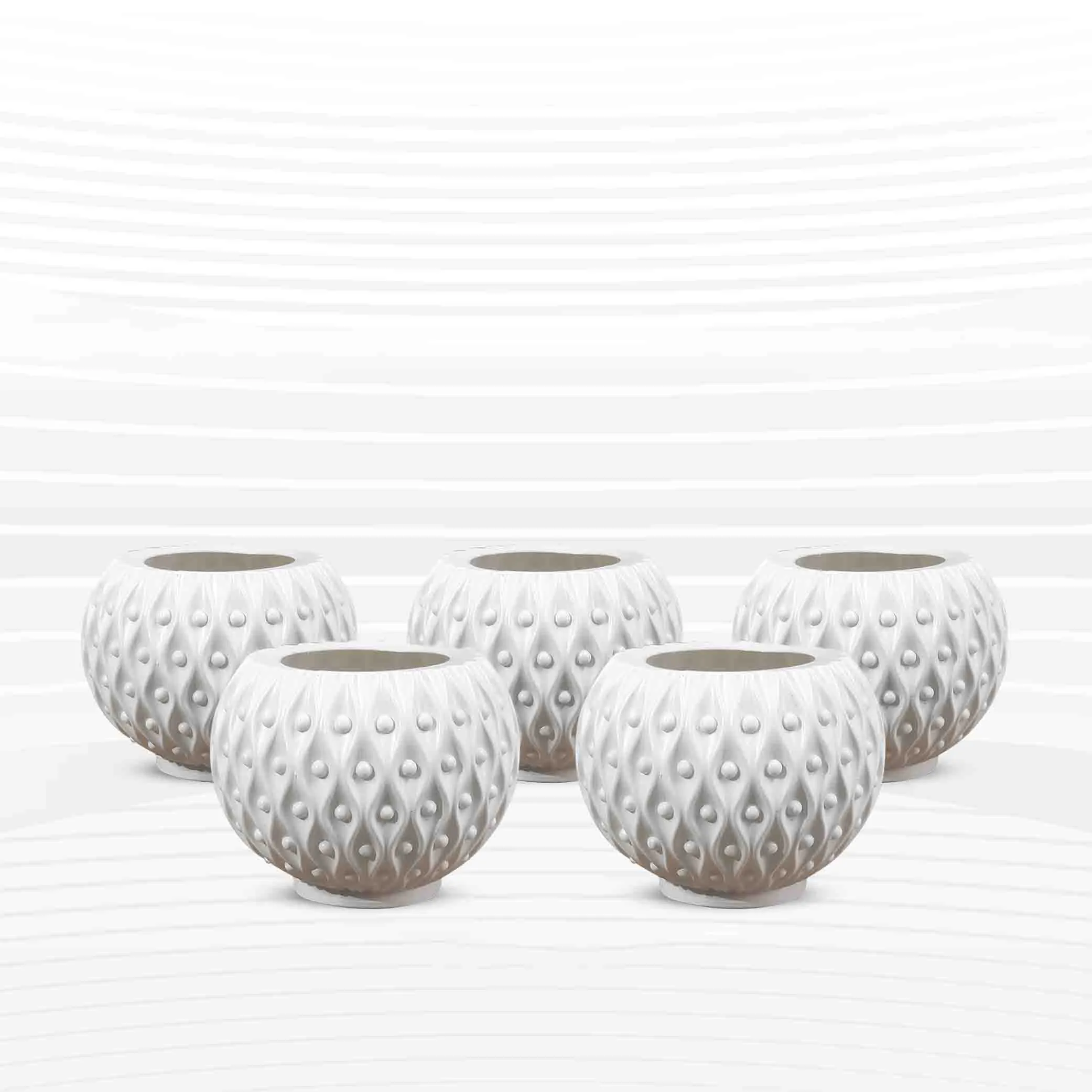 4 Inch White Ball Pot - 5 Pcs