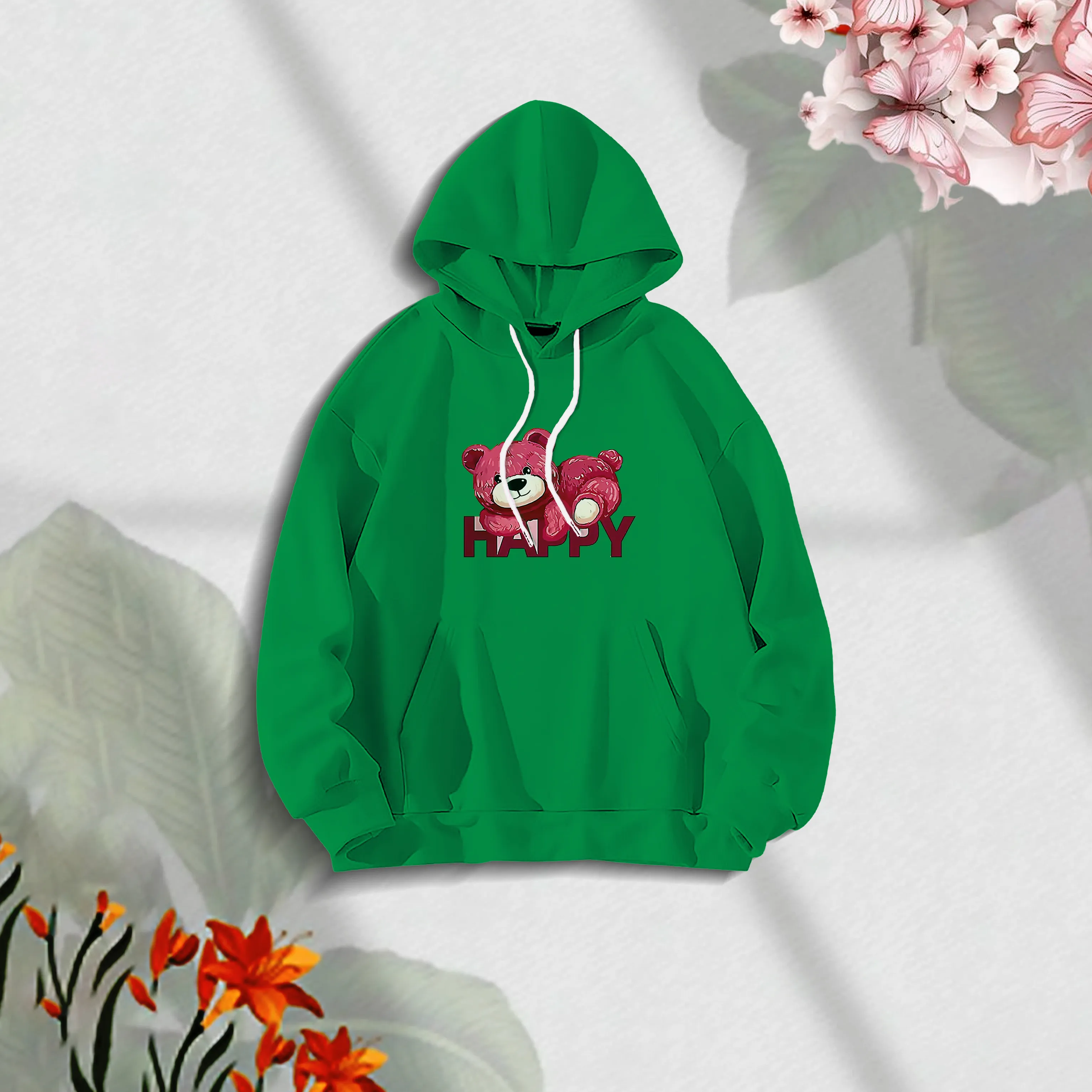 Premium Comfortable Stylish (Happy-green) Ladies winter hoodie