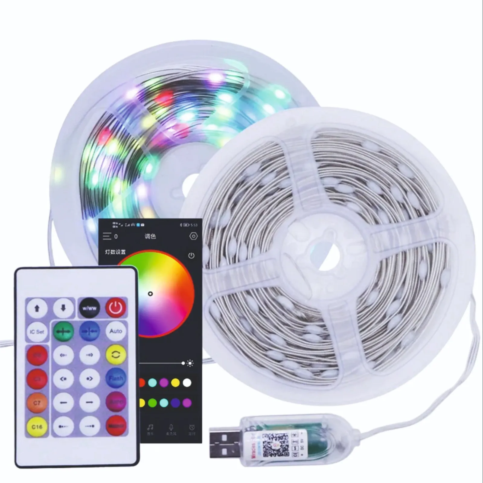 10M RGB Music LED Fairy String Light – USB Powered Flexible Color-Changing Copper Wire Light with Remote Control & Smart Bluetooth App Connectivity