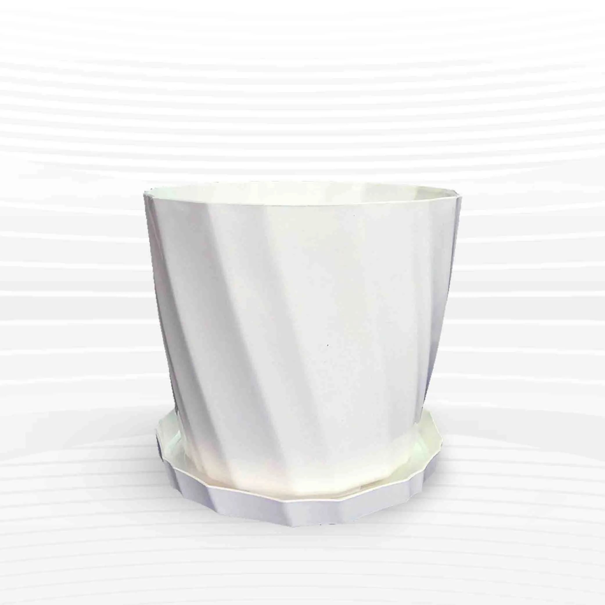 7 Inch Camellia Planter With Tray (White)