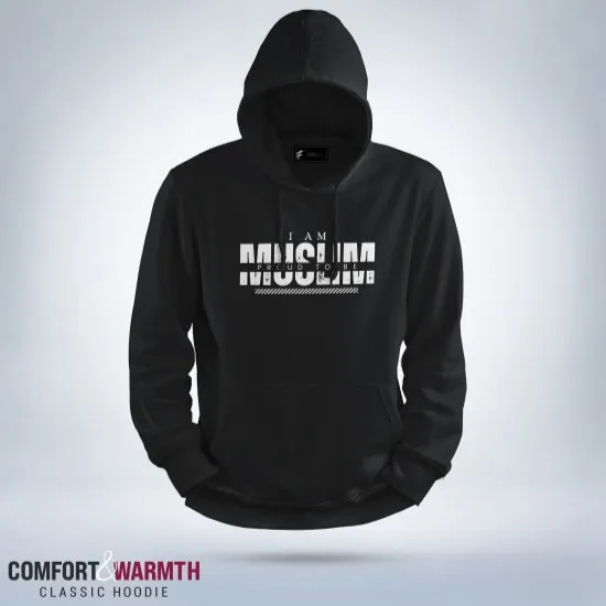 “I am proud to be muslim” Islamic Hoodie (Black)