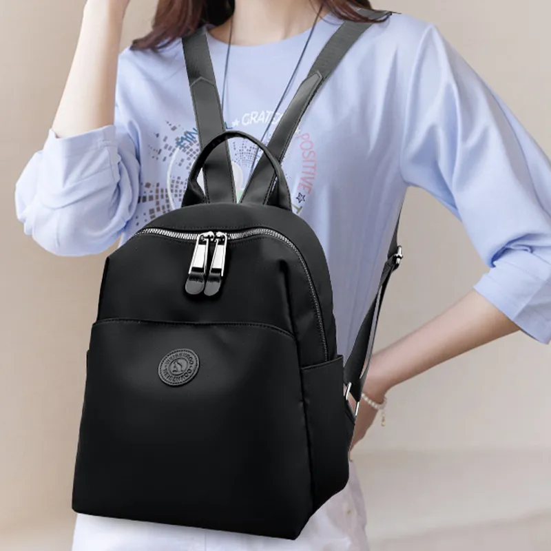 2025 New Hot Women's Backpacks Designer High Quality Soft Nylon Simple Fashion Bag(Black)
