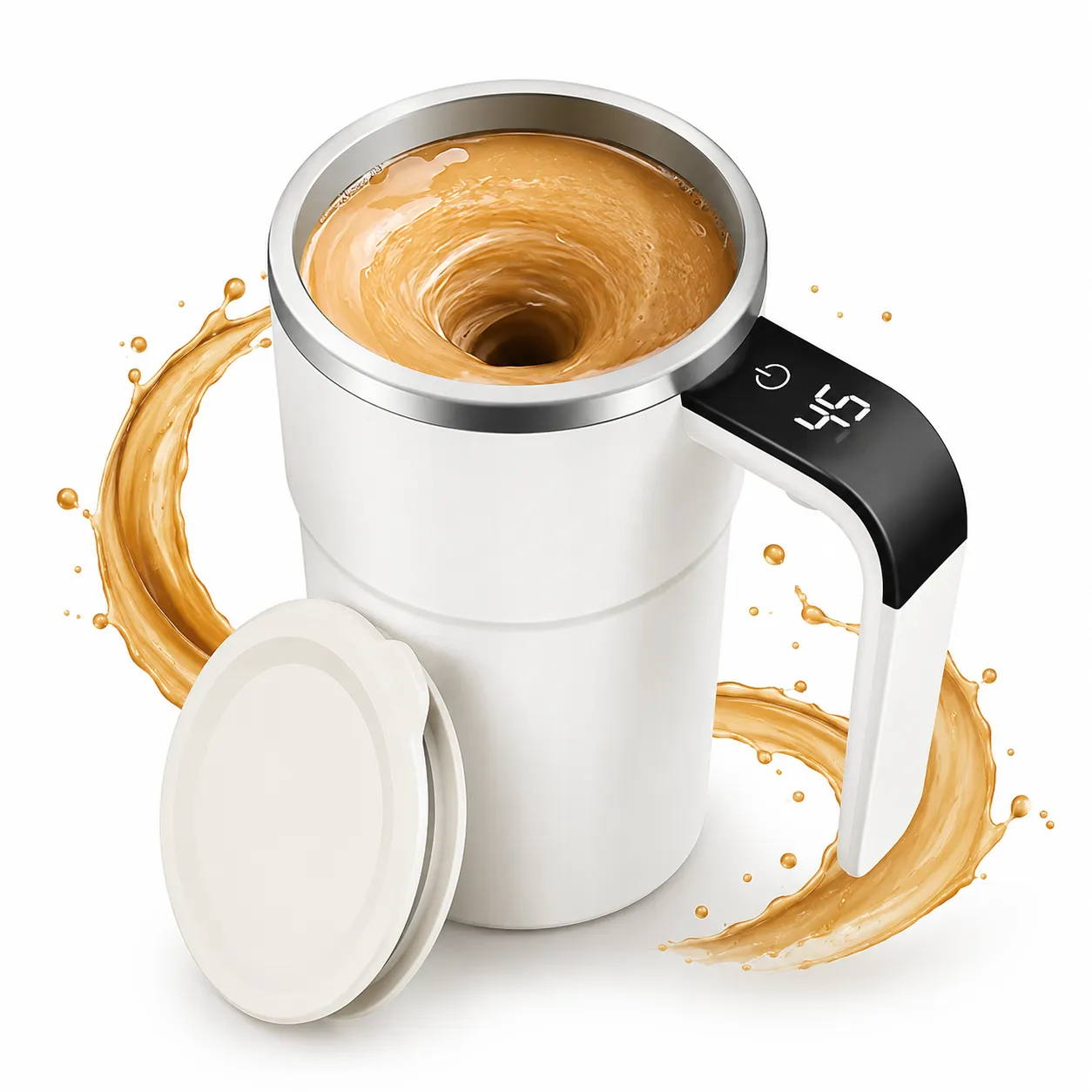 Automatic Magnetic Stirring Cup – Self-Mixing Stainless Steel Coffee Mug with One-Touch Button for Milk, Tea, Protein Shake & Juice