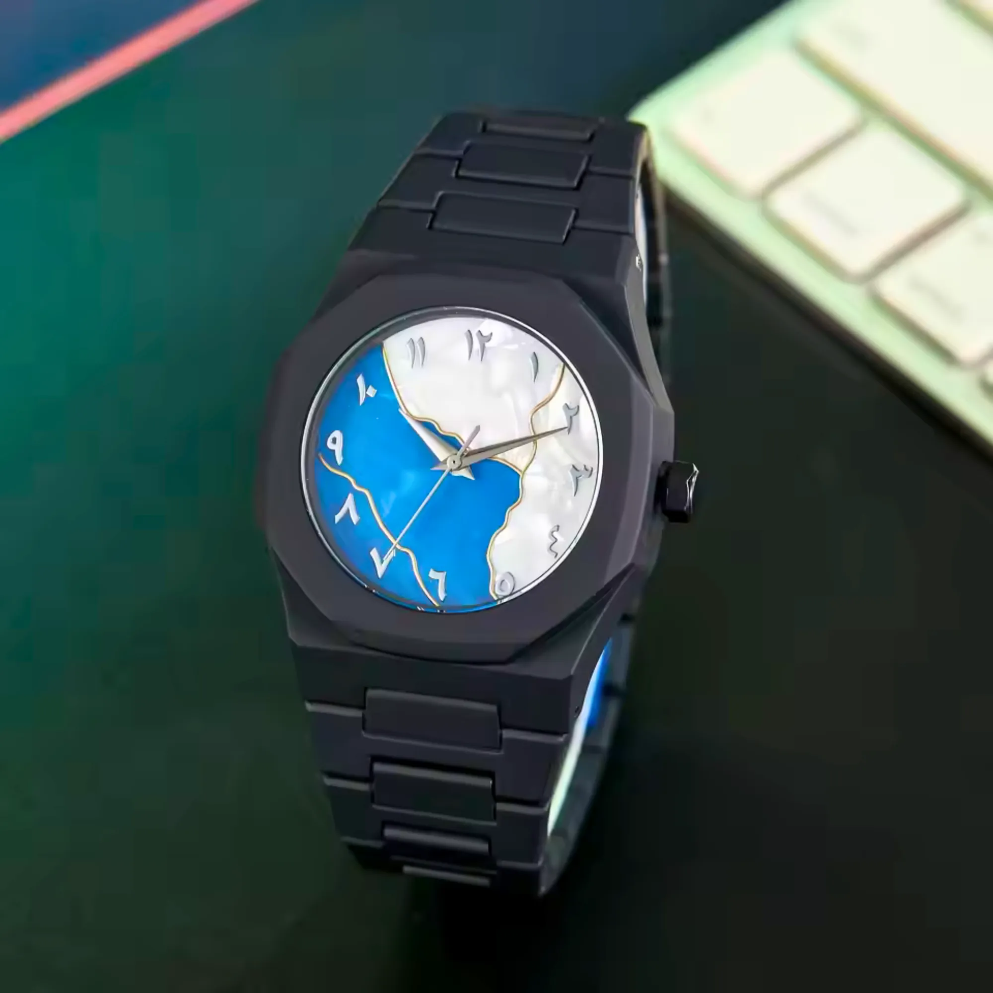 Aura watch 2025 New Arabic Aura Watch ( multi colour dial) Modern Creative Design (Chain cutter + Box free)
