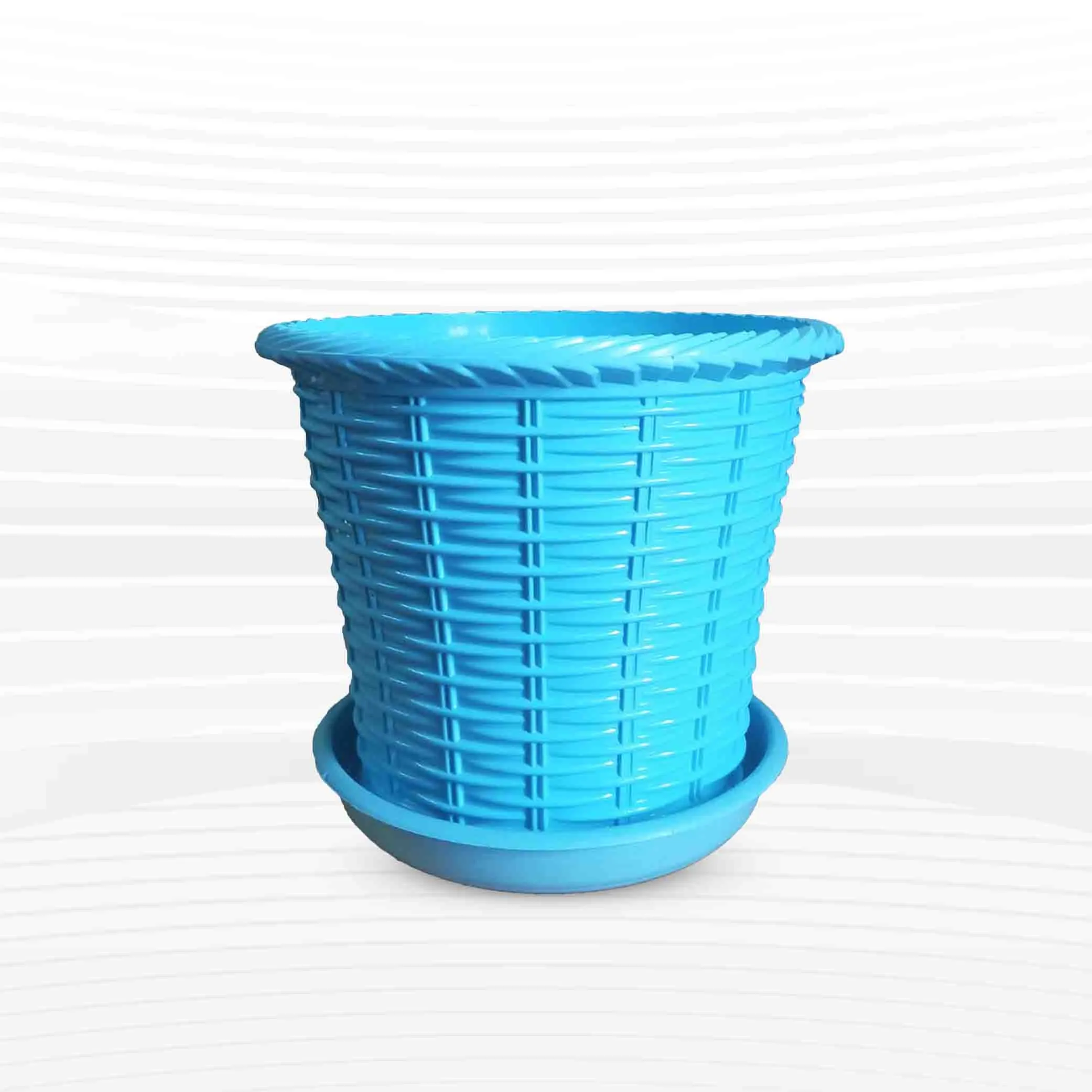 Rattan Flower Tub With Tray (8 Inch)